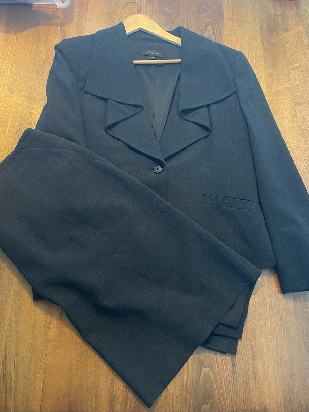 Ann Taylor Black Two-Piece Skirt and Blazer Set